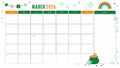 March 2026 Calendar - Editable St. Patrick's Day Theme